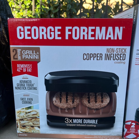 NIB George Foreman 2-Serving Copper Classic Plate Grill, Electric Indoor Grill - Picture 14 of 14
